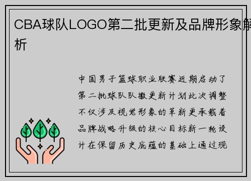 CBA球队LOGO第二批更新及品牌形象解析